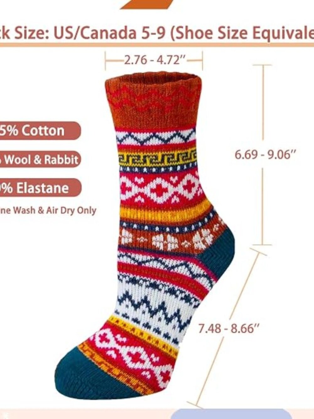 Womens Nordic Wool Socks for Ladies Mom - Comfy Boot Sweater Thick Cozy Warm Sof